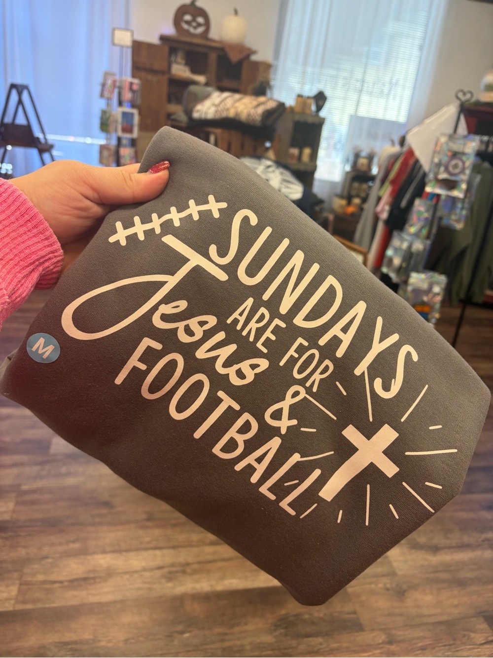 Gray 'Sundays Are For Jesus & Football' Crewneck
